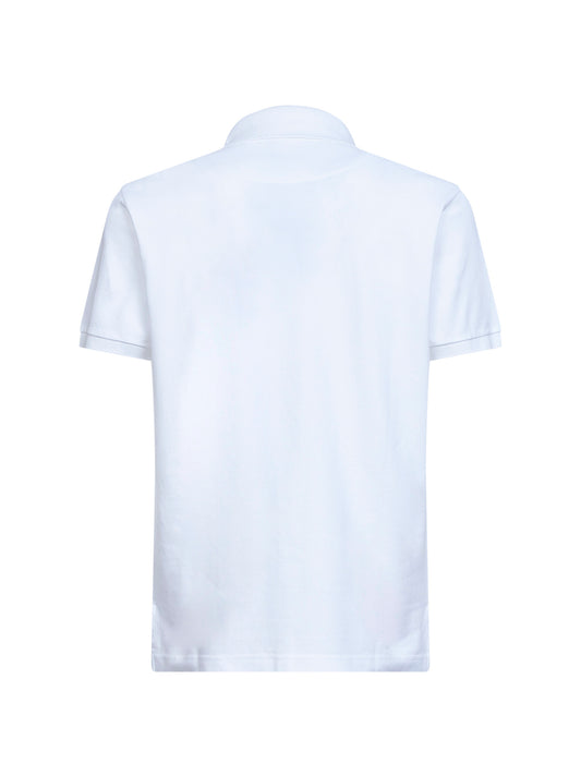 White cotton pique polo shirt with Pegaso embroidery