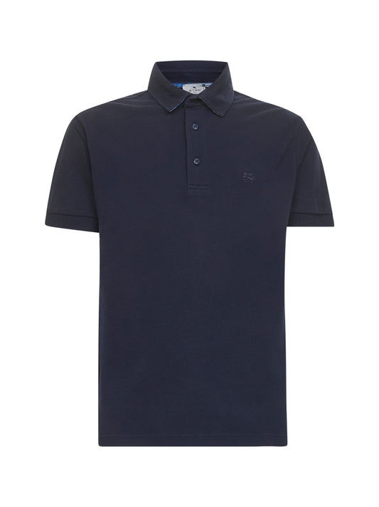 Blue cotton piquet polo shirt