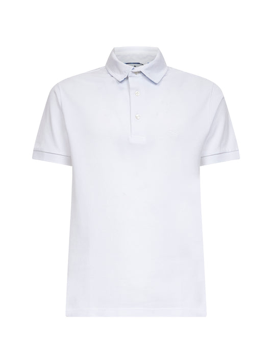 White cotton piquet polo shirt
