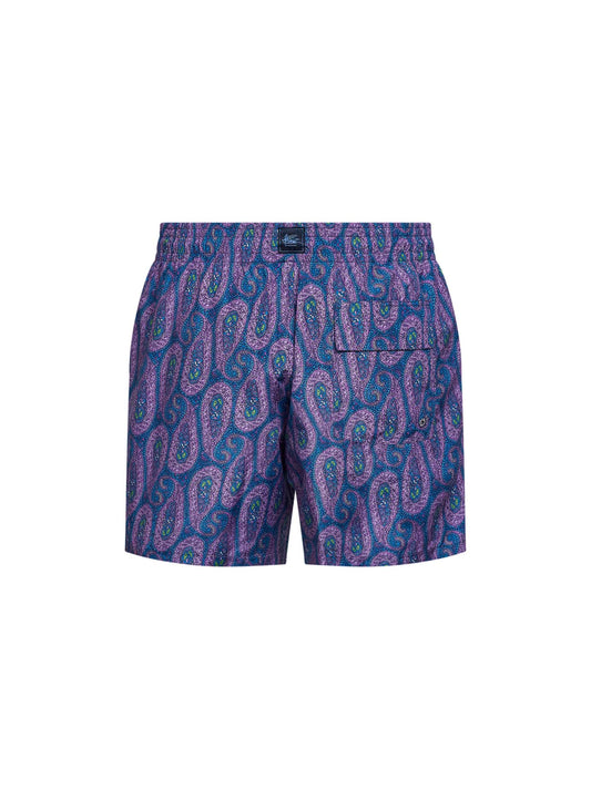 Purple floral Paisley-printed swim shorts