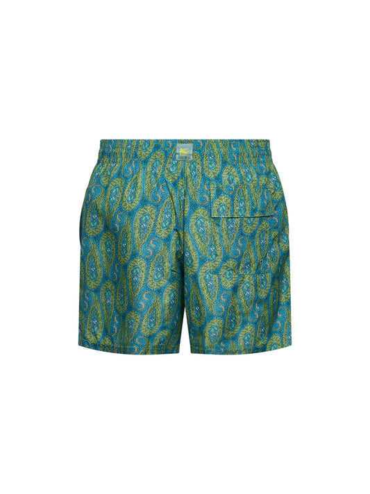 Green floral Paisley-printed swim shorts