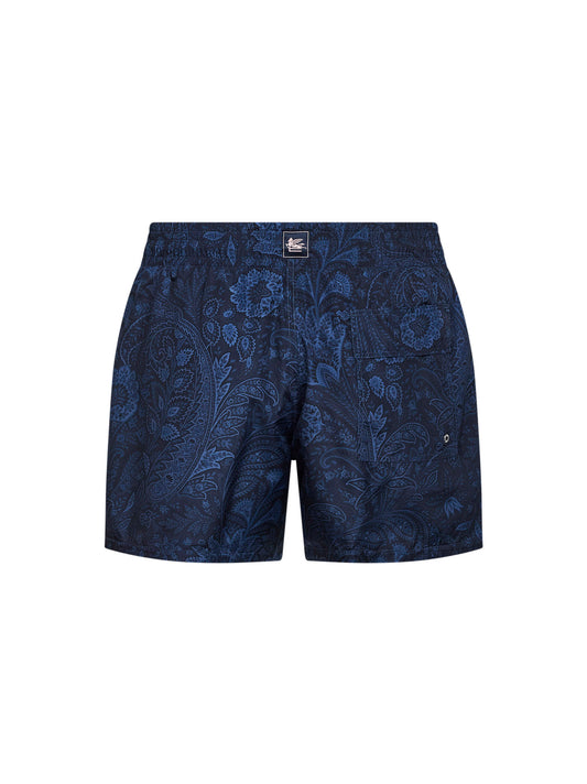 Blue floral Paisley-pattern swim shorts