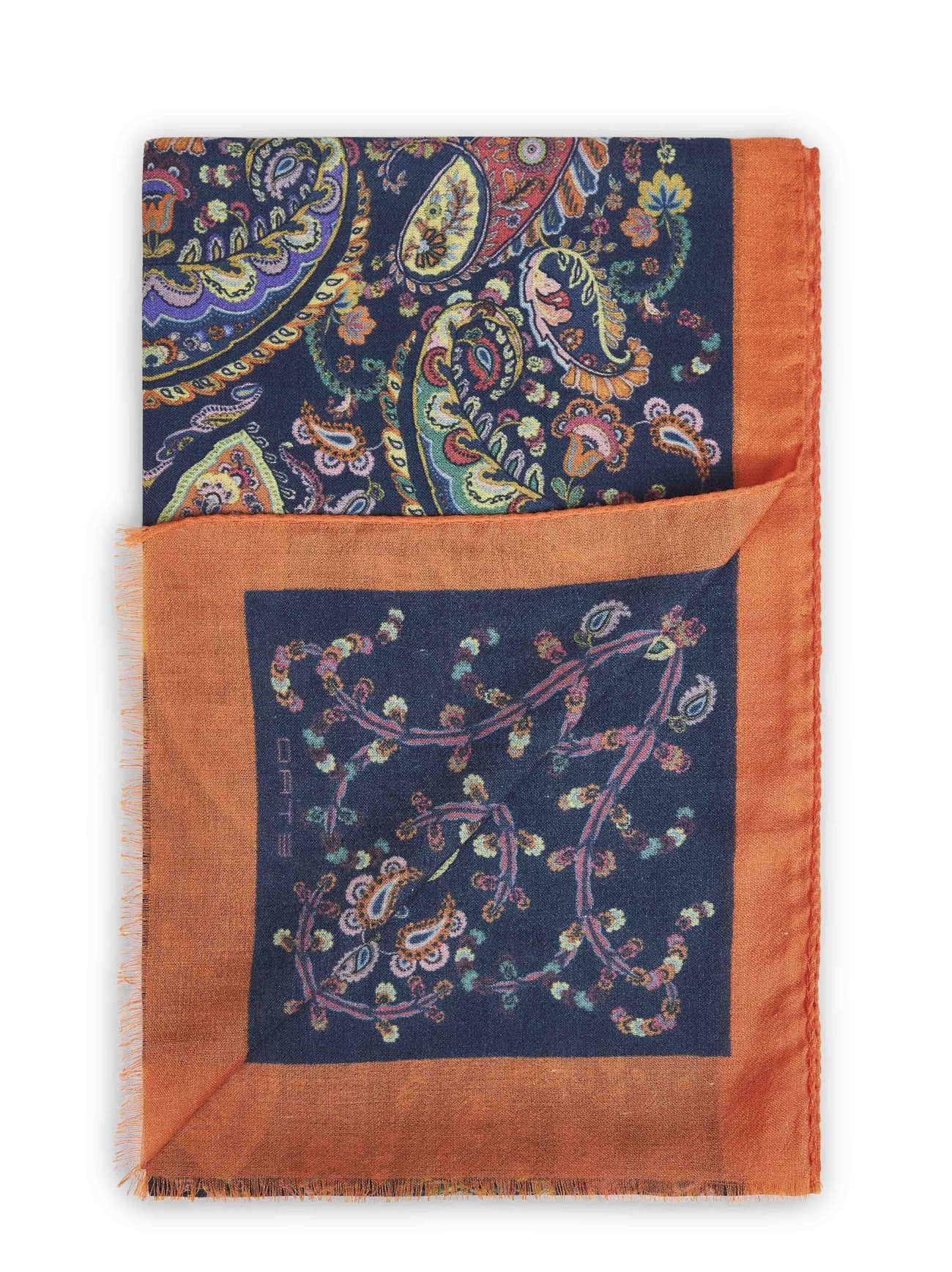 Blue cashmere blend Paisley-pattern scarf