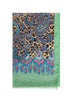Sciarpa in misto cashmere verde con motivo Paisley animalier