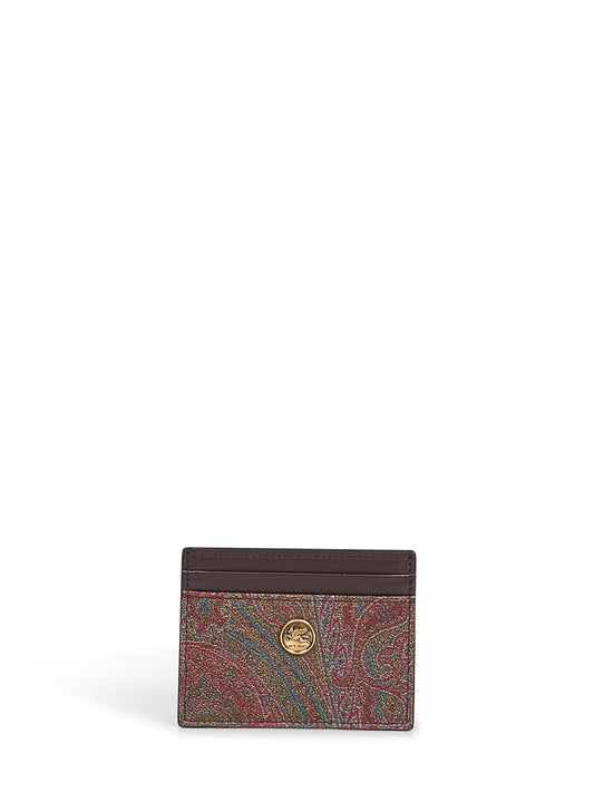 Brown Paisley card holder with coin