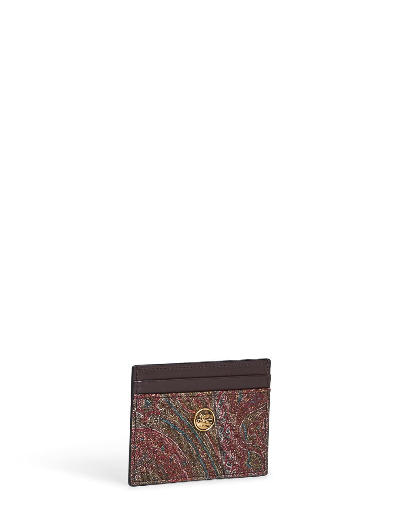 Brown Paisley card holder with coin