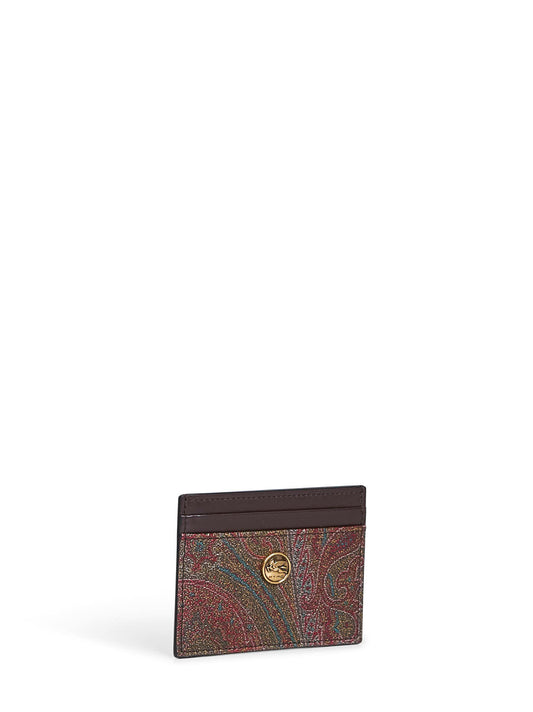 Brown Paisley card holder with coin