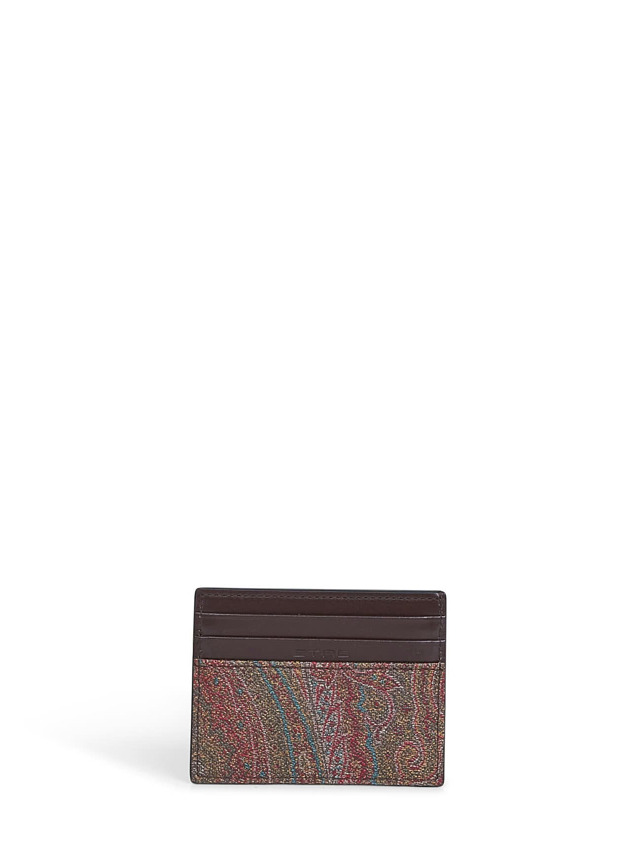 Brown Paisley card holder with coin