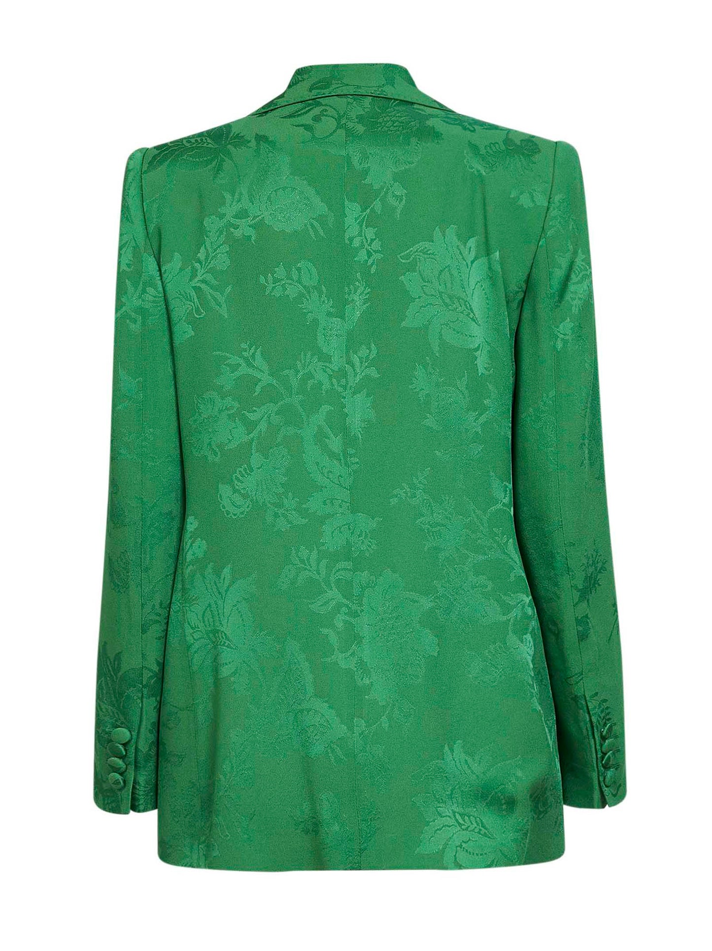 Giacca monopetto in misto viscosa jacquard floreale verde