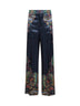 Blue Paisley-print envers satin wide-leg trousers