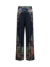 Blue Paisley-print envers satin wide-leg trousers