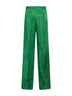 Green floral jacquard viscose blend wide-leg trousers