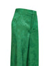 Green floral jacquard viscose blend wide-leg trousers