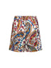 Shorts in cotone stretch bianco con motivo Paisley floreale