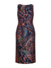 Blue floral Paisley-pattern jacquard midi sheath dress
