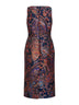 Blue floral Paisley-pattern jacquard midi sheath dress