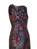 Blue floral Paisley-pattern jacquard midi sheath dress