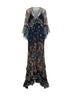 Blue silk chiffon floral Paisley-print long dress