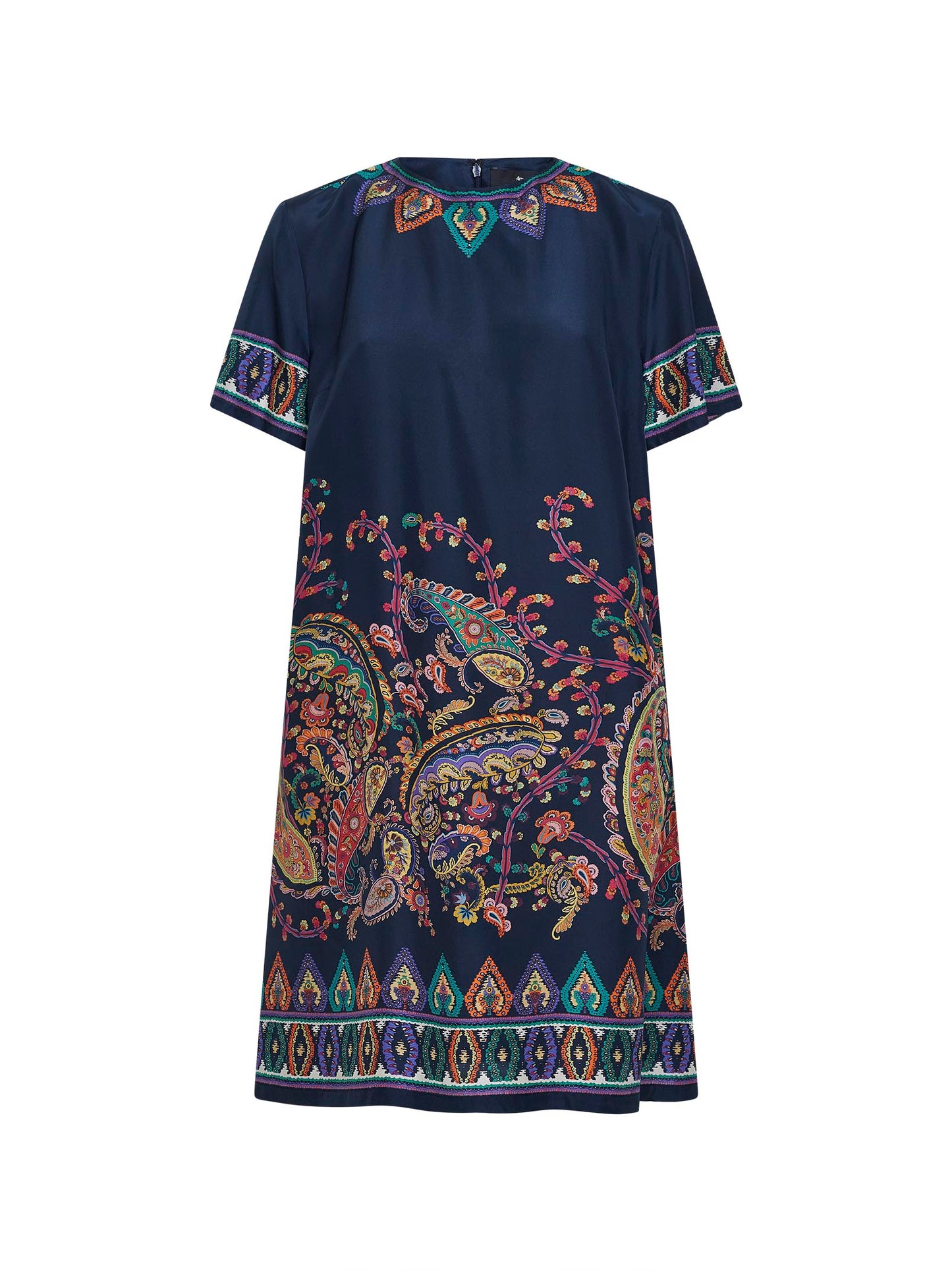 Blue Paisley-print habotai silk tunic short dress Daniello.com Blue Paisley-print habotai silk tunic short dress Daniello.com