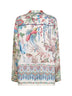 Camicia in twill con stampa flora e fauna multicolore