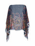 Top poncho in georgette blu con stampa Paisley floreale