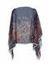 Top poncho in georgette blu con stampa Paisley floreale