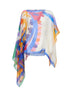 White georgette oversized Paisley-print asymmetric poncho