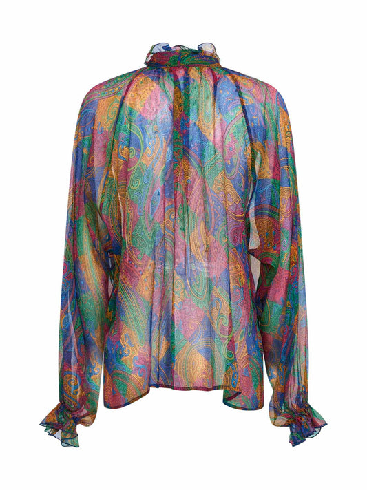 Geometric Paisley-pattern silk crepon blouse