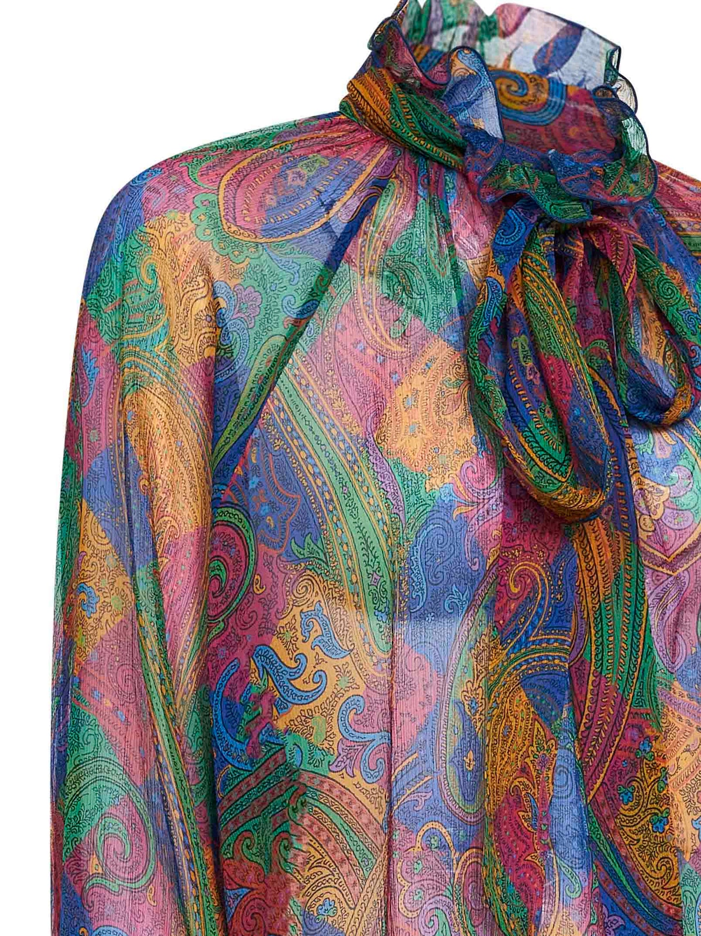 Geometric Paisley-pattern silk crepon blouse