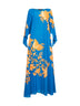 Light blue printed viscose maxi beach dress
