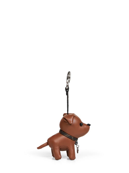 Charm a forma di cane Ito in pelle marrone