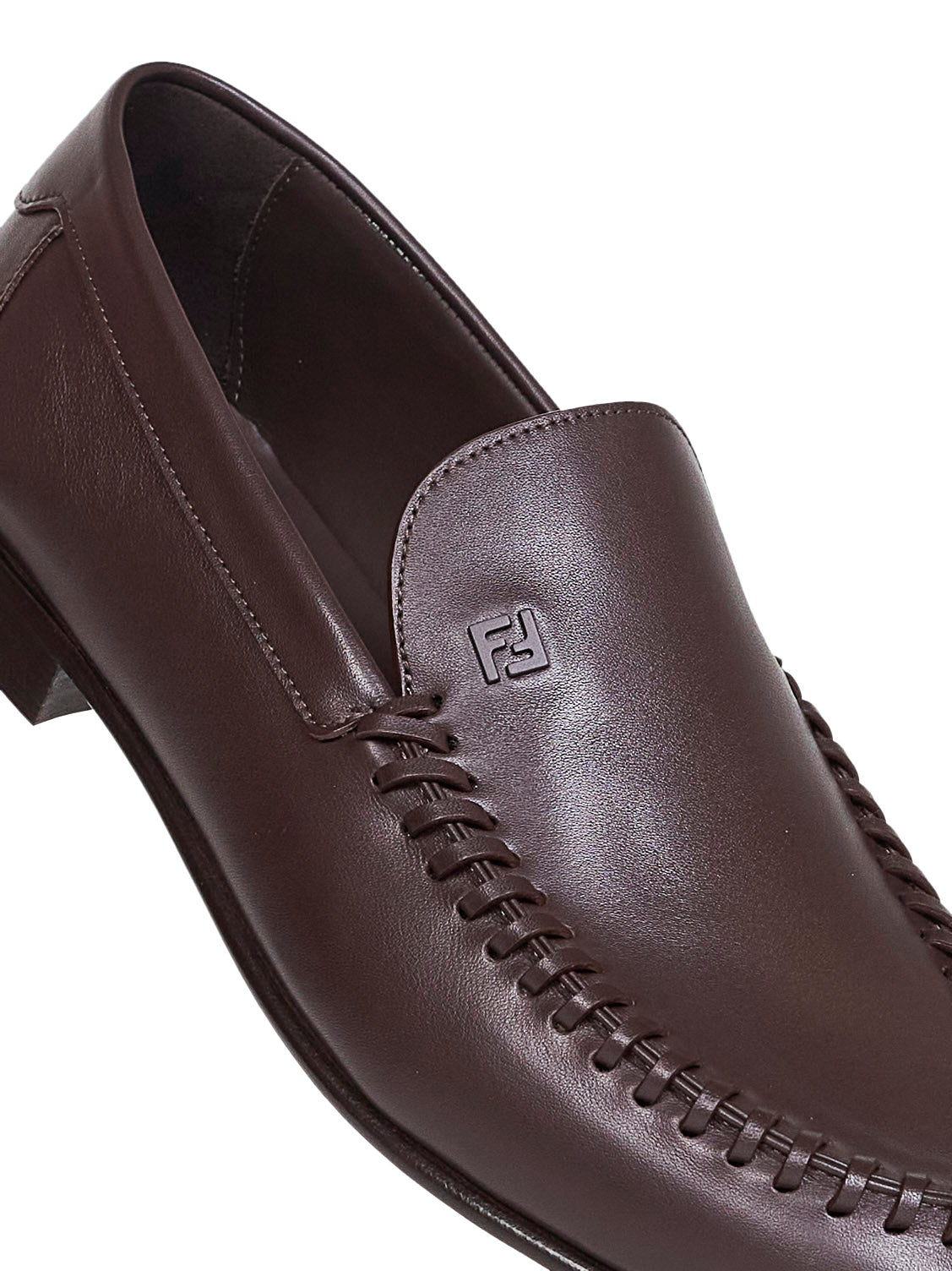 Mocassino intrecciato in pelle marrone scuro