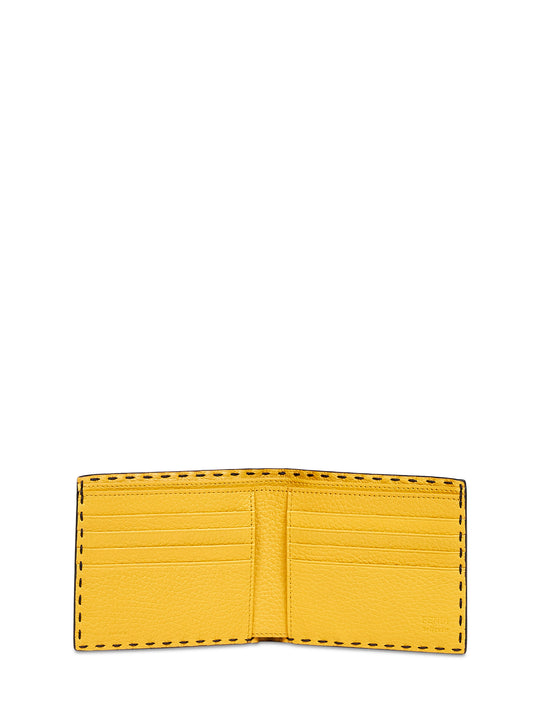 Portafoglio bi-fold Selleria nero e giallo