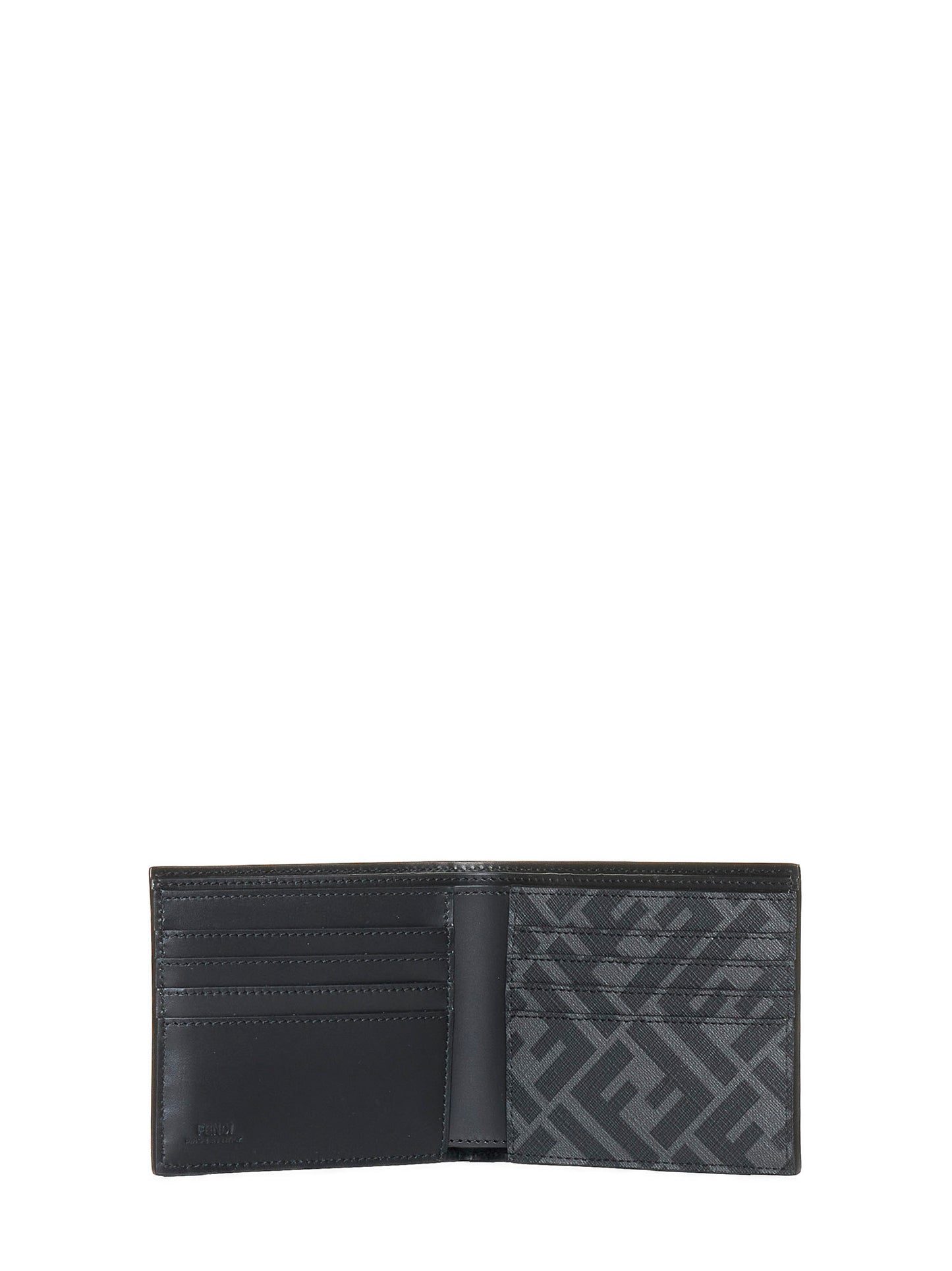 Compact black leather bi-fold wallet