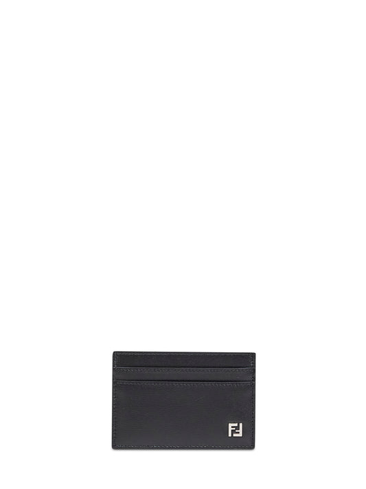 Portacarte Slim Squared FF in pelle nera