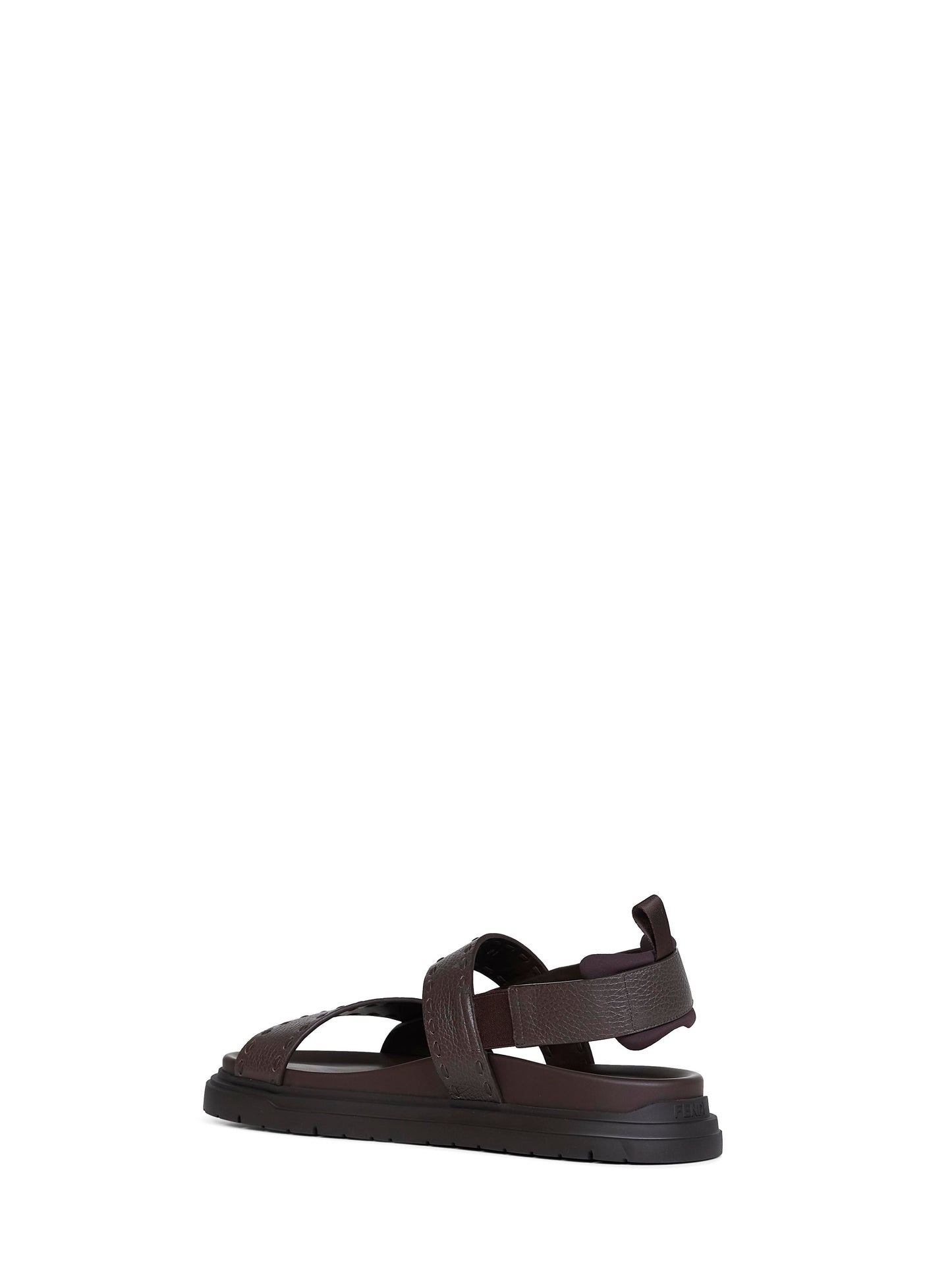 Dark brown Cuoio Romano leather Fendi Chunky sandals