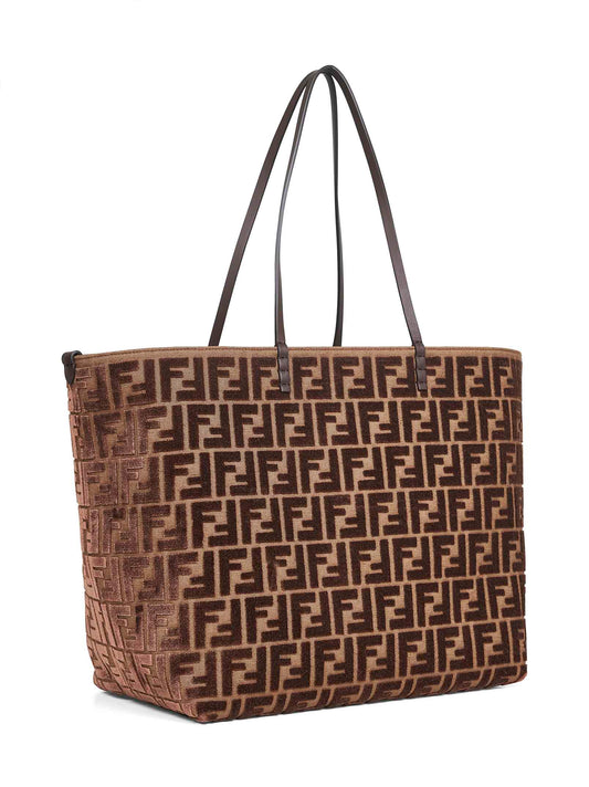 Brown Roll Large reversible shopper bag
