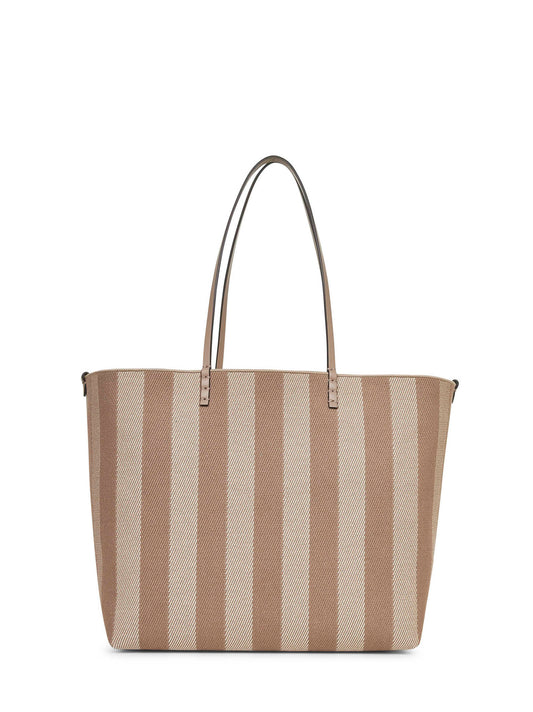Reversible Pequin FF striped fabric shopper