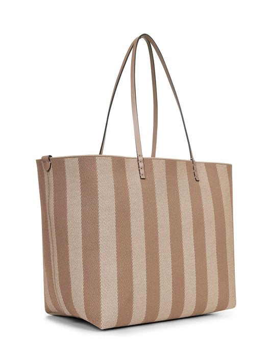 Reversible Pequin FF striped fabric shopper