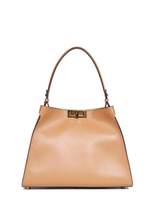 Borsa a mano Fendi Way Medium cappuccino e verde foresta