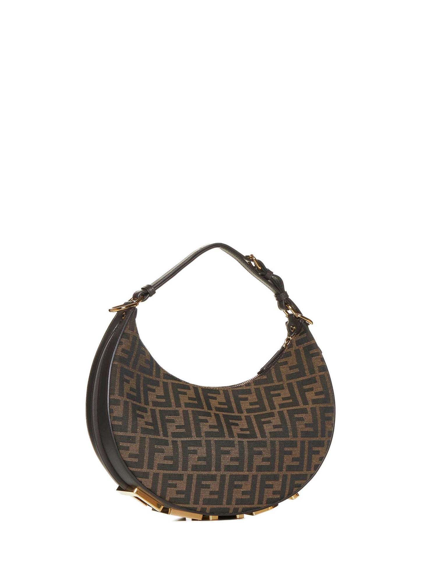 Brown FF jacquard fabric bag
