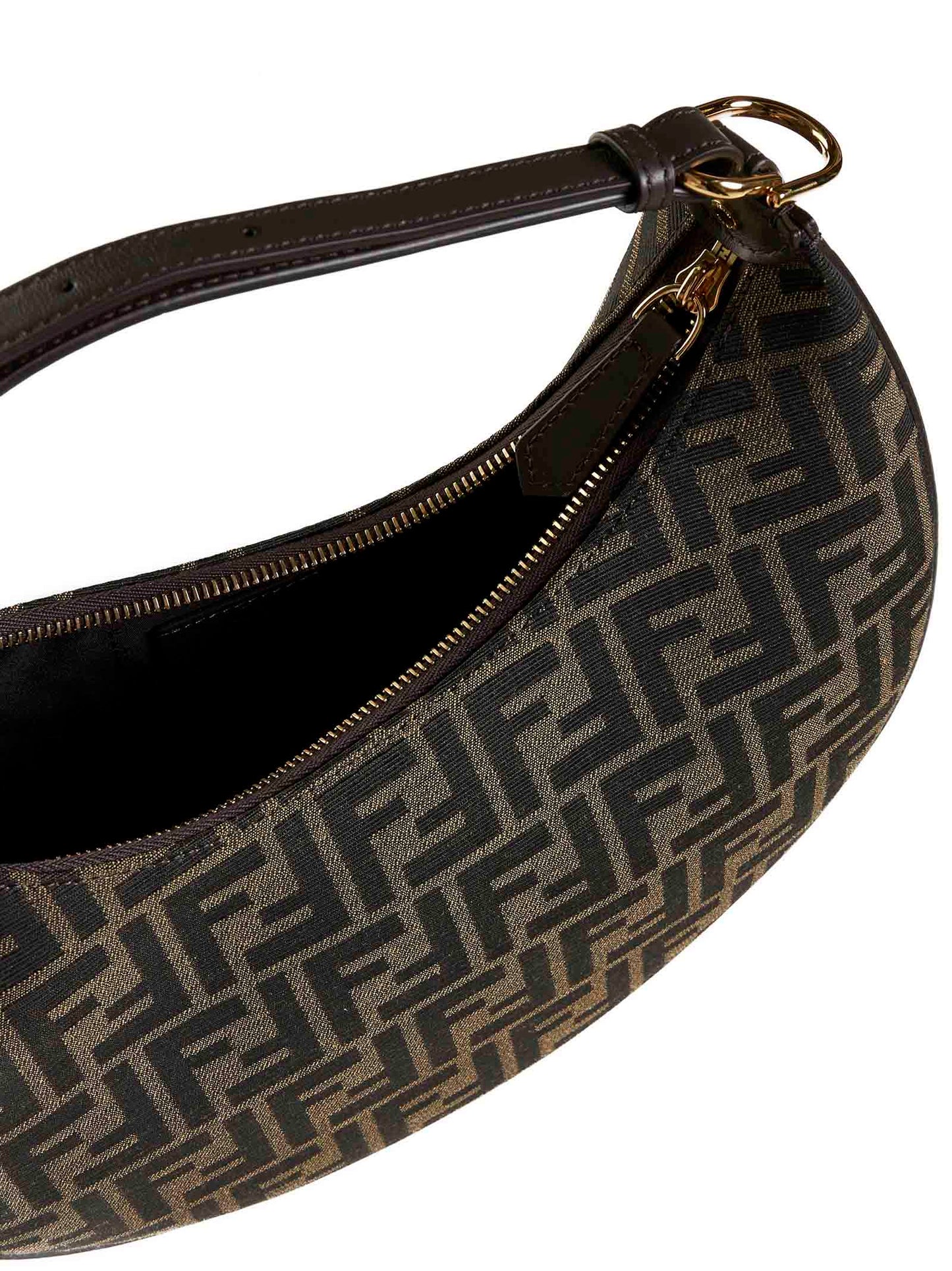 Brown FF jacquard fabric bag