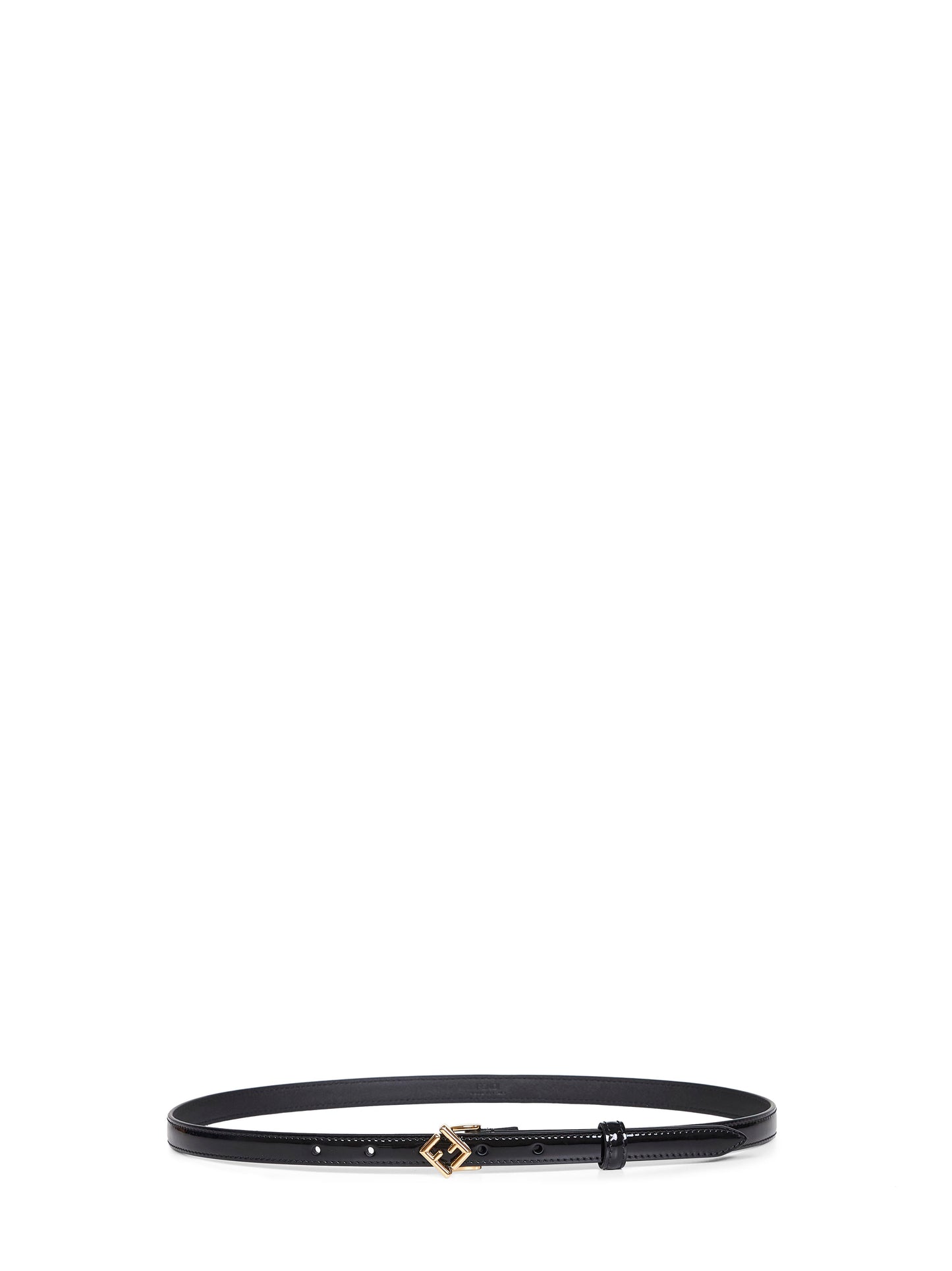 Cintura FF Diamonds in pelle verniciata nera