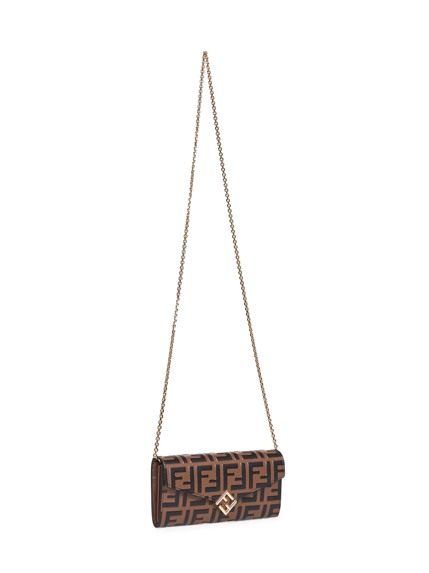 Brown FF Diamonds Continental With Chain wallet