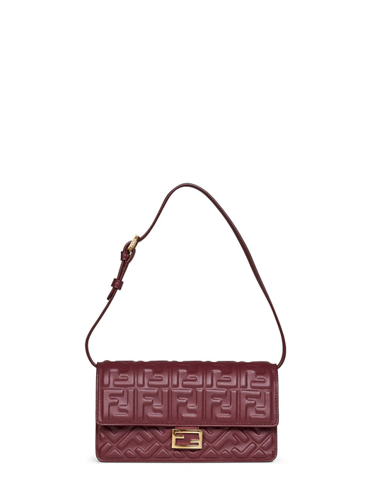 Burgundy Wallet On Chain Baguette minibag<BR/>