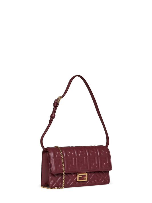 Burgundy Wallet On Chain Baguette minibag<BR/>