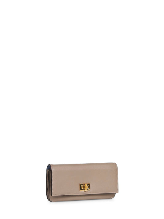 Dove grey leather Fendi Way Continental wallet