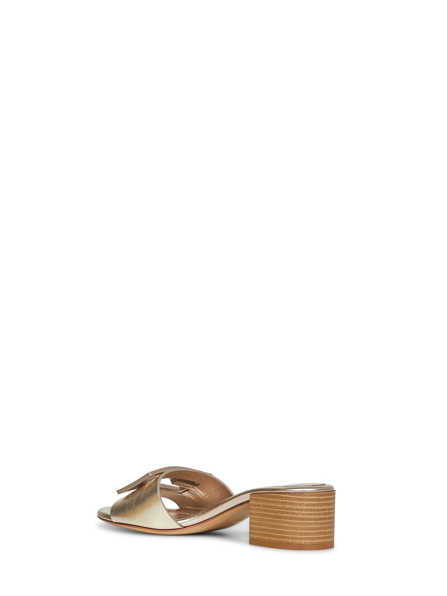 Platinum laminated leather Baguette heeled slide