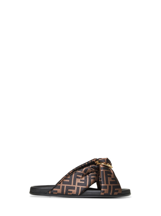 Slide in satin FF marrone<BR/>