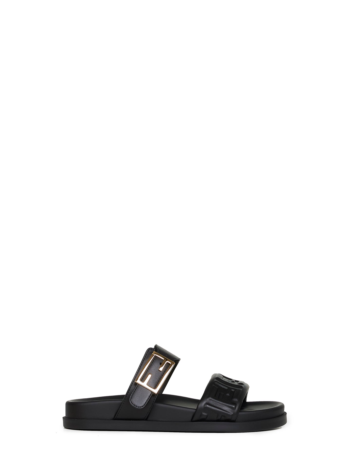 Slide a doppia fascia Fendi Feel in nappa nera